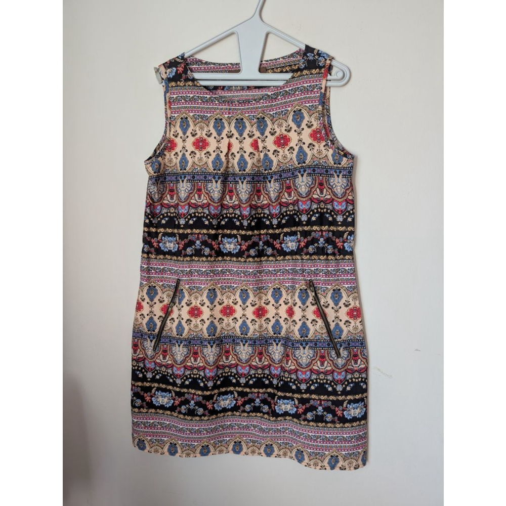 Speed Control New York Mini Dress Black Beige Paisley Medium